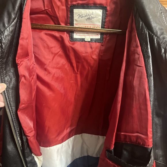 Michael Hoban Wheremi 1991 Leather Bomber Jacket Mens XL USA Flag Patriotic - Picture 10 of 11
